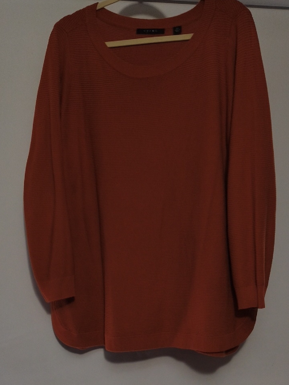 Cyrus Rust Orange Ribbed Knit Sweater